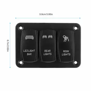 3 Gang Toggle Rocker Switch Panel with Blue LED Light Car Switch for Car Marine Boat