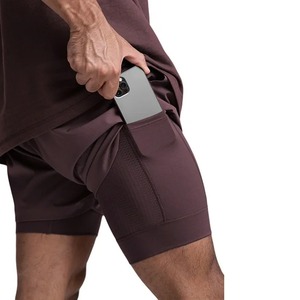Shorts double couche à séchage rapide, extensibles et respirants, 2-en-1, pour la course, la gym, l'entraînement, avec doublure de compression intérieure, pour adultes - Product Image 2