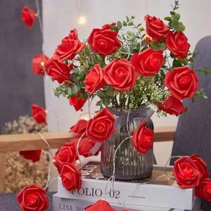 Guirlande lumineuse LED rose et blanche, simulation de rose, romantique, pour demande en mariage, lumières pour la Saint-Valentin, cadeau décoratif pour les fêtes - Product Image 4