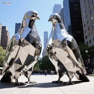 Calle al aire libre personalizada moderna 304/316SS pulido Animal escultura gigante de acero inoxidable geometría estatua de Paloma para decoración pública - Product Image 3