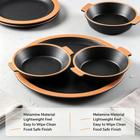 Assiette ronde en mélamine à motif uni, style coréen, design minimaliste, non toxique, sous glaçure, pour barbecue, plats occidentaux, plat peu profond