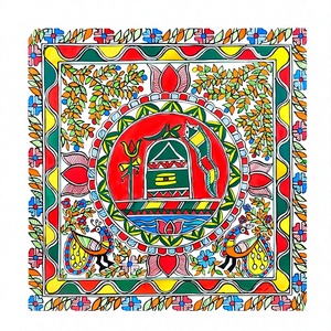 Peinture murale originale de Madhubani - Art populaire en métal 3D entièrement fait main du Jharkhand, décoration d'intérieur par Ojistha Industries - Product Image 1
