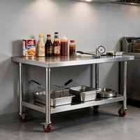 Commerciële keukenuitrusting restaurant roestvrijstalen werkbank roestvrijstalen tafel met wielen