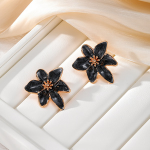 Flower Stud <b>Earrings</b> Zinc Alloy Women's Party Jewelry <b>Green</b> Black Orange Purple Colorful Fashion <b>Earrings</b> - Product Image 3
