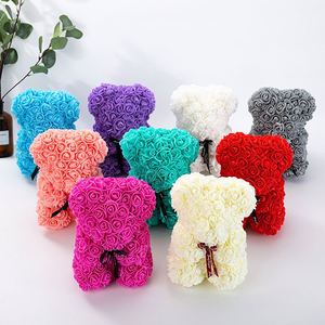 Wholesale Christmas Valentines Day Gift 25cm Rose Teddy <b>Bear</b> Pe Artificial Teddy Rose <b>Bear</b> Gift for Girlfriend - Product Image 2