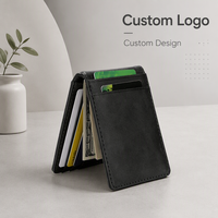 Portefeuille Homme Personnalisé en Cuir PU, Porte-Cartes Anti-RFID, Anti-Skimming, Portefeuille de Cartes en Cuir Crazy Horse Tendance pour Affaires