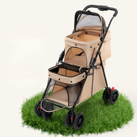 Pet Voyage En Plein Air Poussette Pour Chien Chat Chariots Petit Chien Double Couche Poussettes Pour Animaux De Compagnie