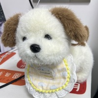 Peluche chiot réaliste 31-50cm, chien blanc doux et moelleux avec oreilles brunes, pour anniversaire, prix de machine à griffes, vente en gros