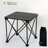 Table pliante carrée d'extérieur en métal avec base croisée, design moderne, portable, légère, pour camping, pique-nique, ferme et école
