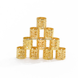 BELLEWORLD <span class=keywords><strong>Tube</strong></span> Perles Anneaux en argent doré pour tresses Bijoux Anneau Dreadlock Perles Réglables Tresse Poignets Perles de cheveux - Product Image 2