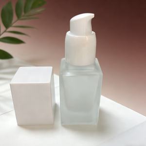 15ml 20ml 30ml 40ml 60ml 100ml Transparent <b>Frosted</b> Square Cosmetic <b>Glass</b> Liquid Foundation Serum <b>Spray</b> Pump Bottle With Black - Product Image 2