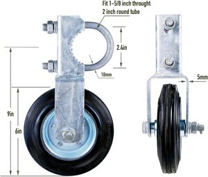 6 ''ล้อประตูหนัก<span class=keywords><strong>รั้ว</strong></span>โซ่ประตูสนับสนุนล้อด้วยยางแข็งสําหรับประตูท่อโลหะ, ล้อเฟรมชุบสังกะสีแบบจุ่มร้อน - Product Image 2