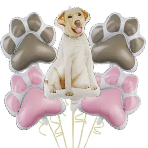 CYmylar ลูกโป่งฟอยล์พิมพ์ลายอุ้งเท้าสุนัข,ลูกโป่งฮีเลี่ยมสีชมพูรอยเท้าสำหรับสุนัขสัตว์เลี้ยงอุปกรณ์งานเลี้ยงวันเกิด