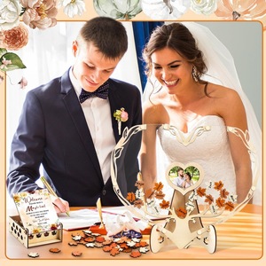 Heart Shape Maple Leaf <b>Guestbook</b> 6in Wooden Acrylic Diy <b>Wedding</b> Autumn Thanksgiving Place Card Holder - Product Image 3