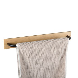 Porte-serviettes de bain en bambou naturel avec ruban adhésif avec crochet porte-serviettes - Product Image 5