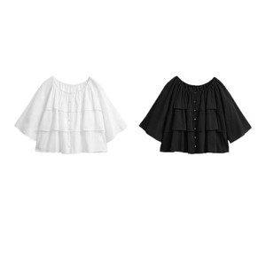 Chemisier <span class=keywords><strong>Tunique</strong></span> Décontracté à Manches Chauve-Souris et Ourlet Volanté Col Rond pour <span class=keywords><strong>Femme</strong></span> – Idéal Bureau et Quotidien, Style Urbain - Product Image 5