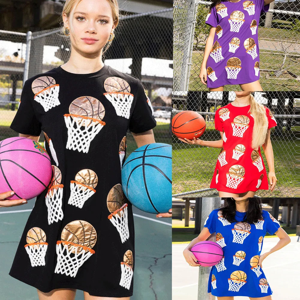 Jersey de algodón para mujer de Game Day, sudaderas de cuello redondo de ajuste relajado, sudadera de aro de baloncesto con adornos negros