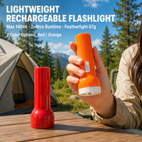 Lampe torche LED de poche WOSEN 67g pour le camping et les activités de plein air, rechargeable par prise secteur, système push-pull, IP64, réflecteur profond.
