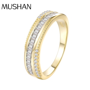 Usine de bijoux MuShan, un ensemble de bagues à rail incurvé avec rangée de diamants pour femmes, mode européenne et américaine, 925 - Product Image 1