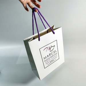 KUAIMA logo Printed Pearl <b>White</b> Cardboard <b>Paper</b> <b>Bags</b> with Your Own logo Supermarket - Product Image 4