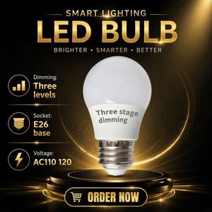 Ampoule LED G45 E26 AC110~120V, gradation à trois niveaux, abat-jour en plastique blanc, indice de rendu des couleurs Ra80, ampoule à économie d'énergie - Product Image 1