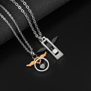 High Quality Men Jewelry Stainless Steel Angel Wing <b>Couple</b> Pendent <b>Necklace</b> for <b>Couple</b> Lover Eternal Titanium <b>Necklace</b> - Product Image 2