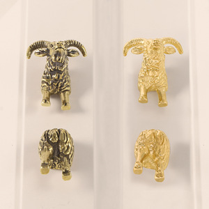 Poignée de porte en laiton créative tête de mouton et queue de mouton signifiant un début et une fin, poignée de tiroir. - Product Image 2