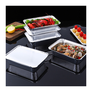 Conteneur alimentaire rectangulaire hermétique en aluminium jetable pour la préparation des repas, idéal pour le réfrigérateur, le congélateur et la cuisine - Product Image 2