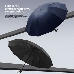 Parapluie pliant manuel extra large pour hommes et femmes, design professionnel, en acier, avec revêtement en tissu noir anti-UV - Product Image 2