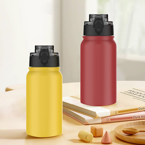 Bouteille d'eau isotherme de haute qualité à double paroi avec logo personnalisé en acier inoxydable avec paille 350 ml - Product Image 2