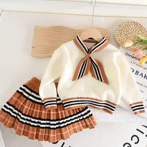Cute Girls' Sweater Set New Fashion Girls' Princess Knitted Two Piece Skirt