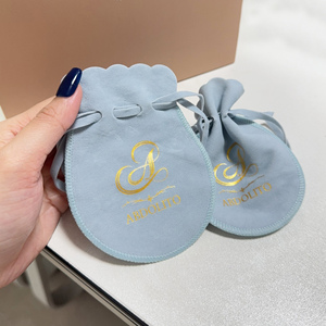 Reusable Luxury Light Blue Velvet Drawstring Bag Custom Logo Ring Packaging Bag Jewelry Gift Storage Pouch Bags - Product Image 1