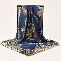 Bandeau imprimé léopard pour femme Turban personnalisé Hijab 900*90cm foulard carré Hijabs bandana en satin de soie pour femme