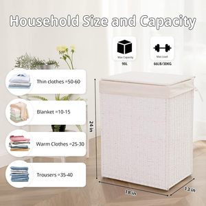 Cesta de cuerda de <span class=keywords><strong>papel</strong></span> plegable tejida a mano con bolsa de forro desmontable Cesta de almacenamiento con asa <span class=keywords><strong>para</strong></span> dormitorio o lavadero - Product Image 2