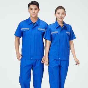 ชุดเอี๊ยมทำงานแขนสั้นผ้าฝ้ายแท้ป้องกันไฟฟ้าสถิตย์สำหรับผู้ชาย เสื้อผ้าเพื่อความปลอดภัยในการทำงาน - Product Image 5