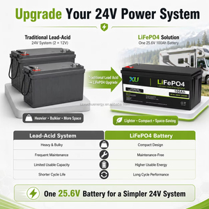 Batterie LiFePO4 25,6 V 100 Ah 2,56 kWh, remplacement pour batteries au plomb-acide pour système solaire de camping-car et alimentation de secours, protégée par BMS, 6000 cycles - Product Image 2
