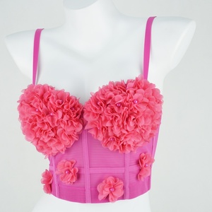 Top reggiseno Bustier floreale con decorazione ricamo ortensia sul reggiseno - Product Image 2