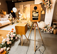 Coque de photomaton en bois portable avec support pour iPad et miroir, avec flight case pour la location événementielle