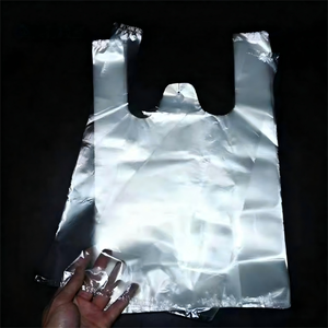 Özel tek kullanımlık PE T-Shirt alışveriş çantaları yelek kolu logolar süpermarketler-ağır gıda sınıfı gravür/serigraf baskı - Product Image 5