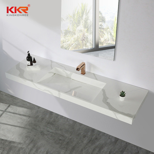 KKR Khuôn Thực Hiện Phòng Tắm Vanity Lưu Vực Tường Treo Chậu Phòng Tắm Bề Mặt Rắn Phòng Tắm Vanities Đá Nhân Tạo Tường-treo Bồn Rửa - Product Image 5
