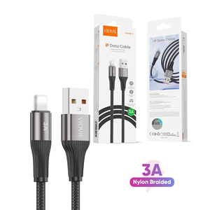 สายชาร์จ <span class=keywords><strong>VIDVIE</strong></span> คุณภาพสูง 1 เมตร 2 เมตร 3 เมตร สายถัก สายชาร์จ USB Lighting 3A ชาร์จเร็ว สายดาต้า ชาร์จโทรศัพท์ - Product Image 1
