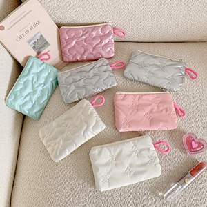 Custom Hot Selling Ins <b>Bow</b> Knot Silver Glossy Surface Makeup Storage Toilet Bag Headphone Data Cable Organizer Change Purse - Product Image 3