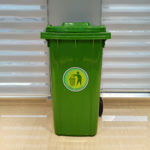 Green Plastic Waste <b>Bin</b> 120L Wheeled Indoor Outdoor Rectangular Sanitation Container - Product Image 1