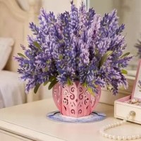 Tarjeta de Felicitación 3D con Ramo de Flores, Diseño de Florero con Flores de Cerezo, Impresión Digital en Papel, Barnizado Mate, Estilo Europeo