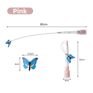 Jouet interactif <span class=keywords><strong>pour</strong></span> chat professionnel 2-en-1 avec ventouse automatique et <span class=keywords><strong>baguette</strong></span> électrique, rechargeable Type-C, motif papillon - Product Image 5