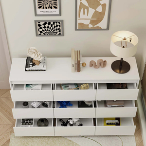 Comò Moderno Europeo Minimalista Bianco a 9 Cassetti in Legno con Design a <span class=keywords><strong>Filo</strong></span> <span class=keywords><strong>Muro</strong></span> per Camera da Letto e Soggiorno - Per Rivenditori - Product Image 4