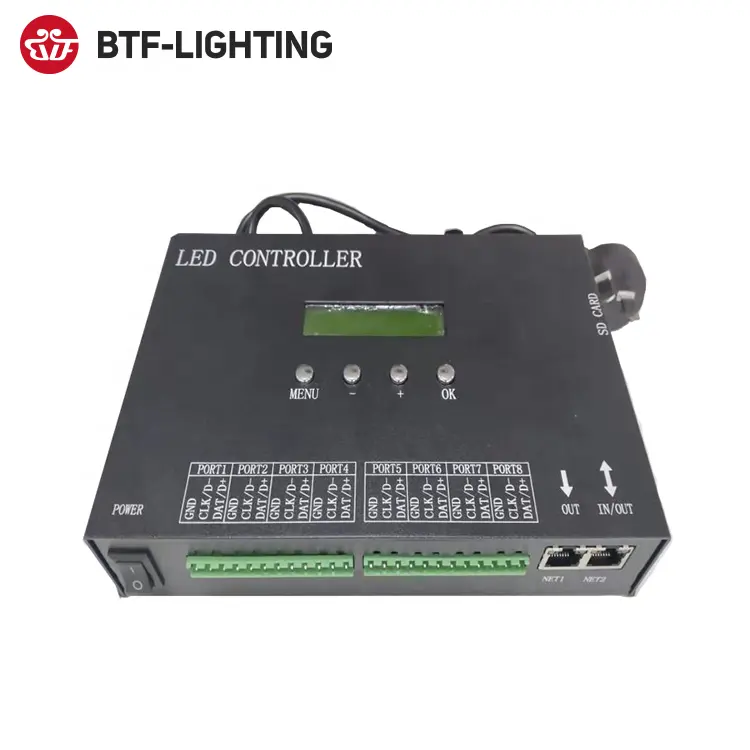 SD Card FAT 8outports DMX512 Chips Address Support jinxi System Console H807SA Artnet Protocol LED Slave Controller