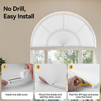 Persianas Celulares Semicirculares ZSTARR de Tela No Tejida Blanca que Filtra la Luz, Persianas de Panal para Ventanas Curvas del Hogar