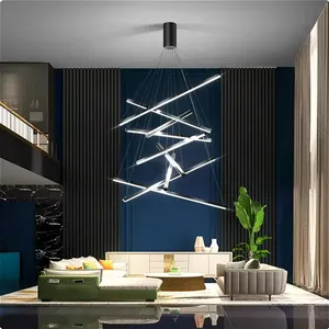 <b>Led</b> Linear Pendant <b>Light</b> Staircase living room Hanging <b>Modern</b> custom Chandelier for high <b>ceiling</b> hotel home - Product Image 4