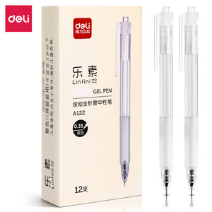Deli Linfini Gel Pen 0.35Mm Black Push Button Office School Use 12 Pack - Product Image 1